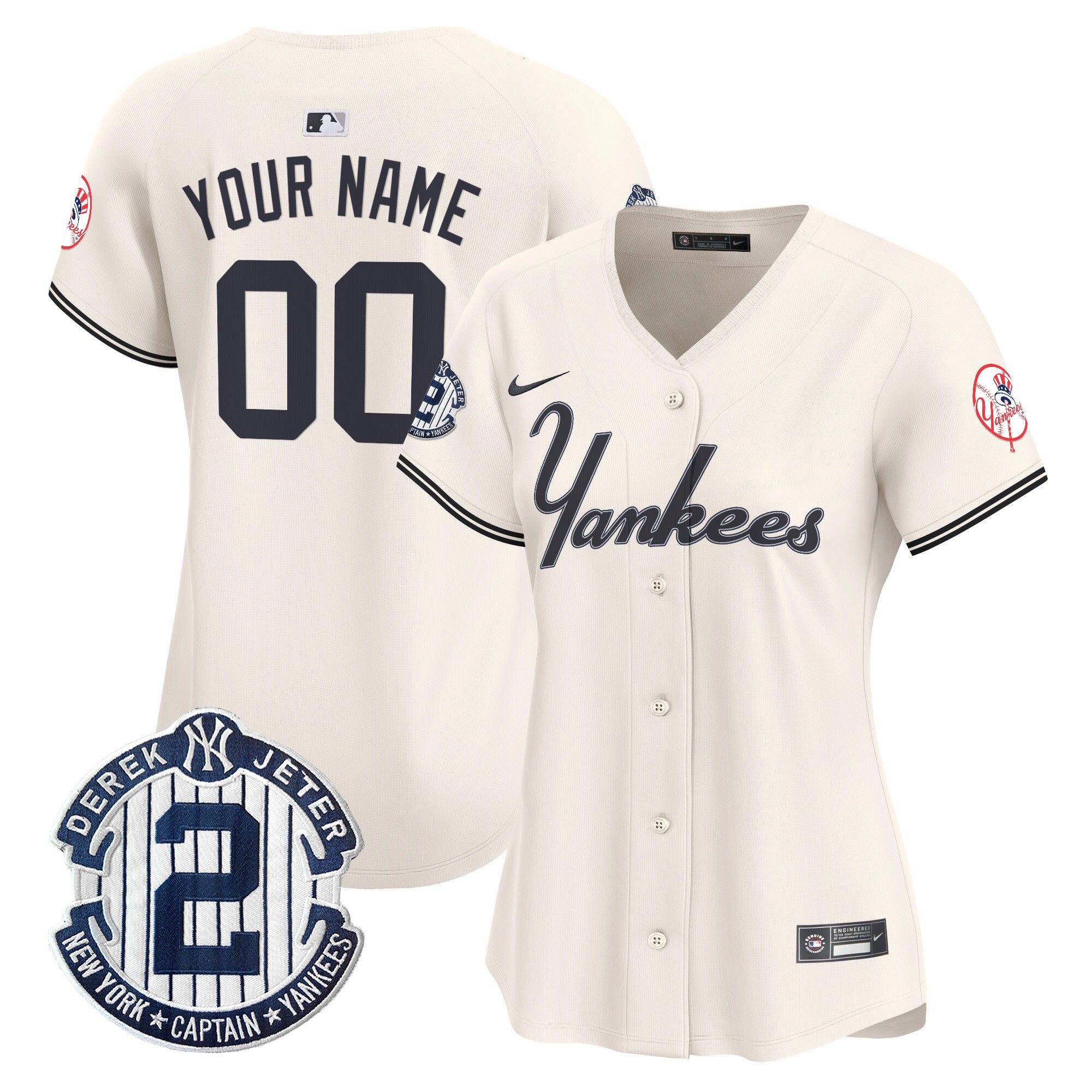 Yankees Throwback Vapor Premier Limited Custom Jersey - All Stitched - Women, Cream