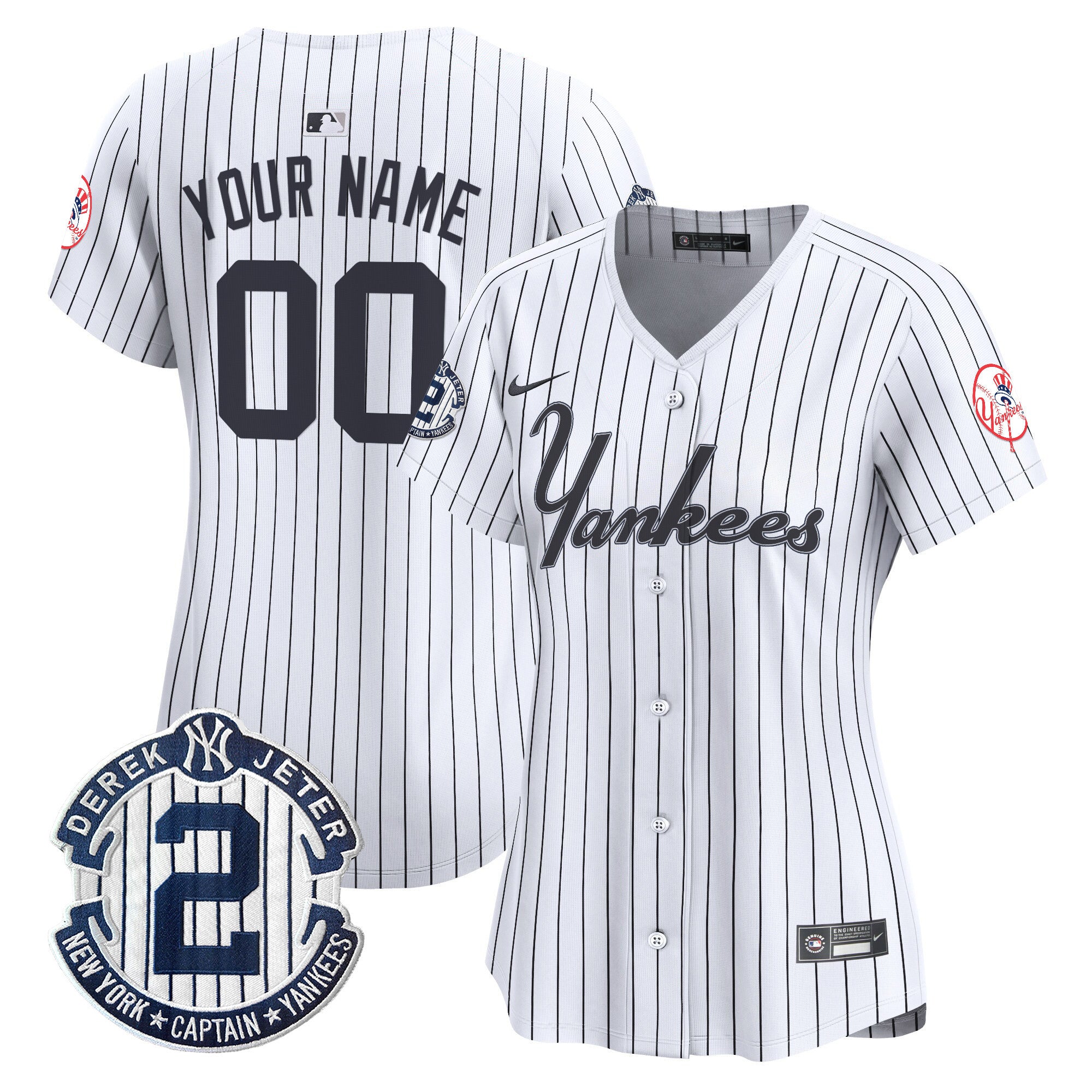 Yankees Throwback Vapor Premier Limited Custom Jersey - All Stitched - Women, Pinstripe