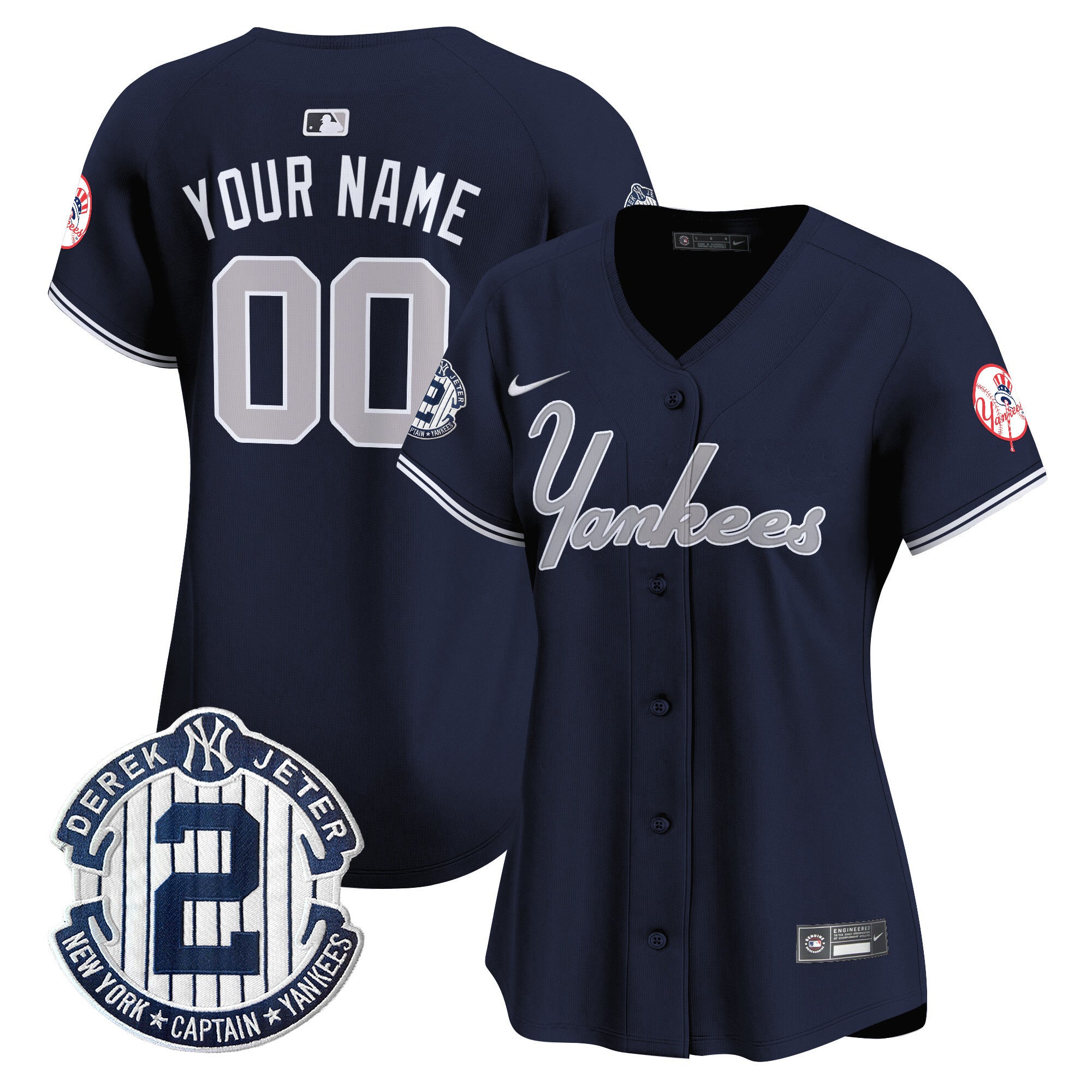 Yankees Throwback Vapor Premier Limited Custom Jersey - All Stitched - Women, Navy