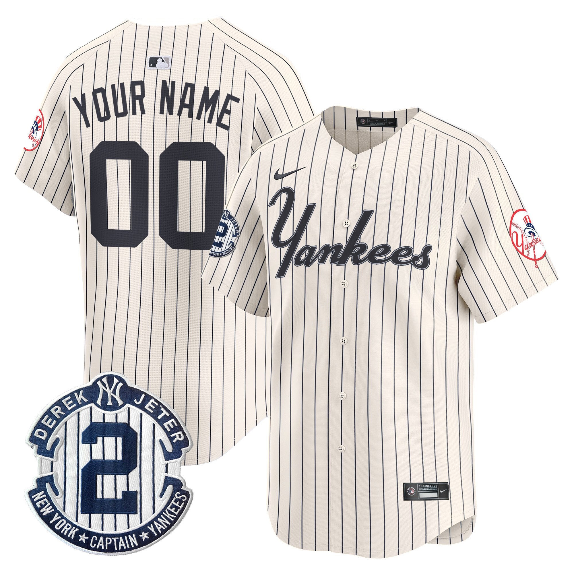Yankees Throwback Vapor Premier Limited Custom Jersey - All Stitched - Men, Pinstripe Cream
