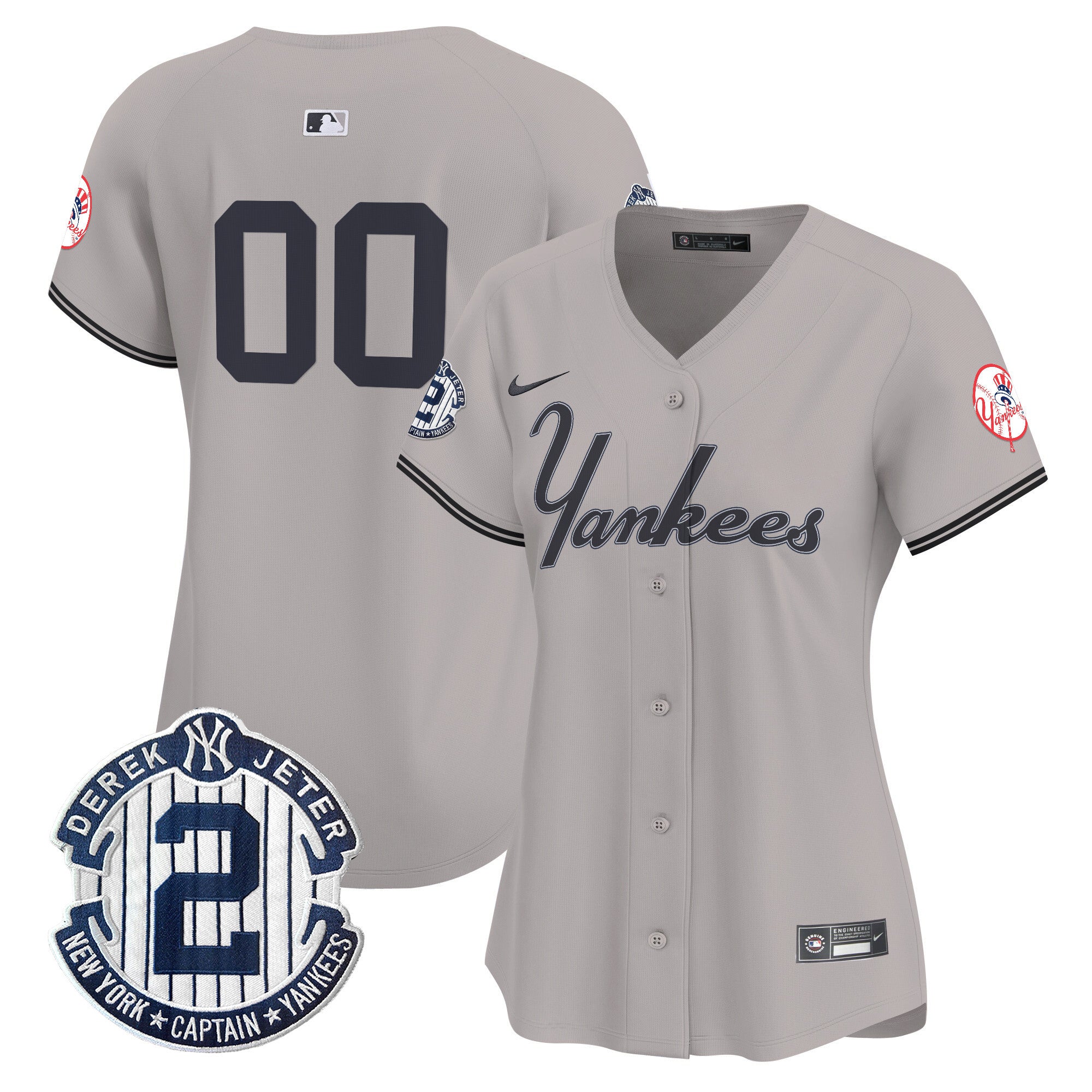 Yankees Throwback Vapor Premier Limited Custom Jersey V2 - All Stitched - Women, Gray