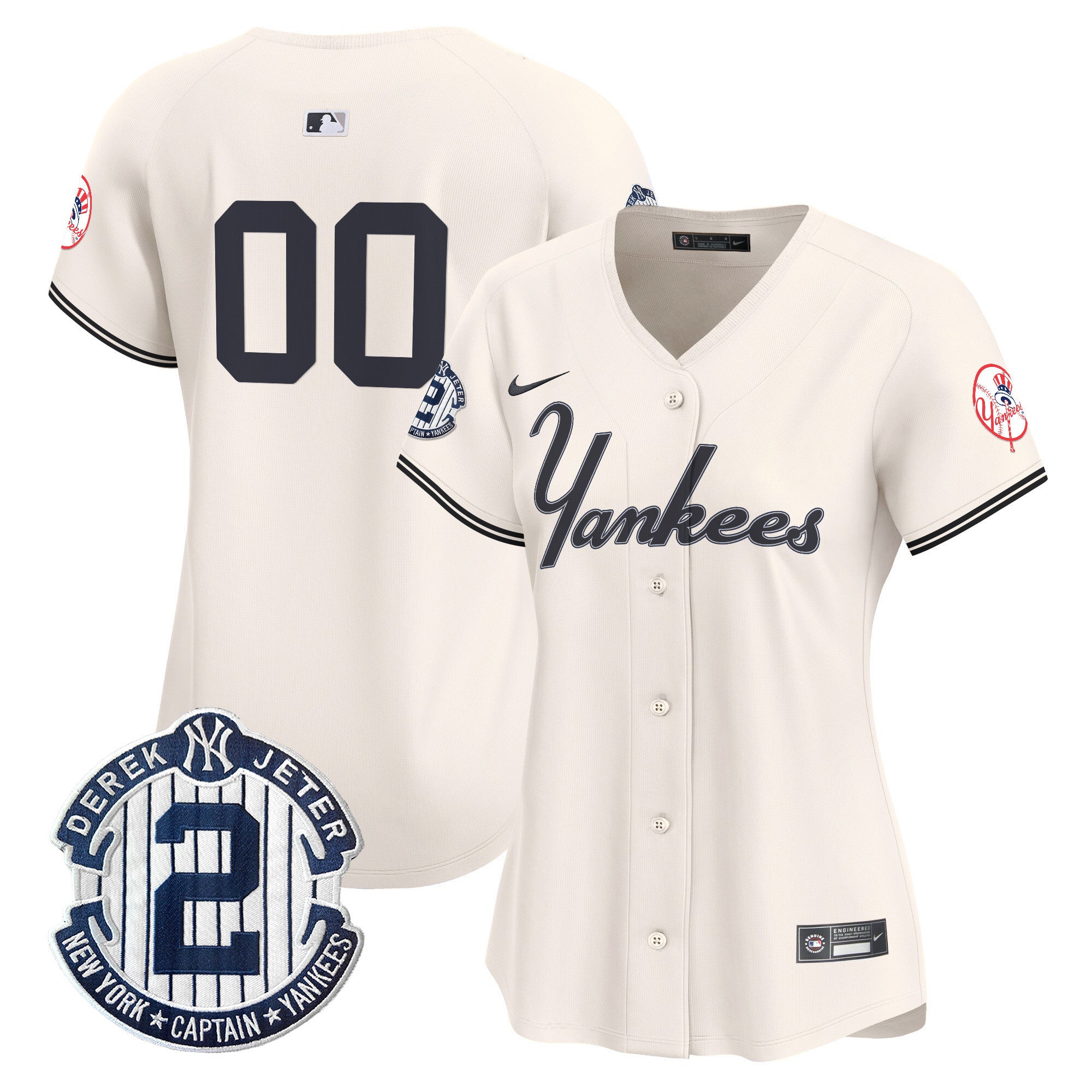 Yankees Throwback Vapor Premier Limited Custom Jersey V2 - All Stitched - Women, Cream