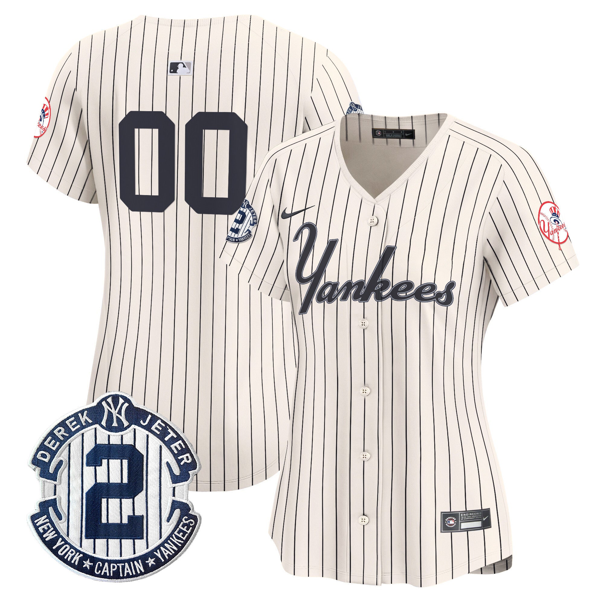Yankees Throwback Vapor Premier Limited Custom Jersey V2 - All Stitched - Women, Pinstripe Cream