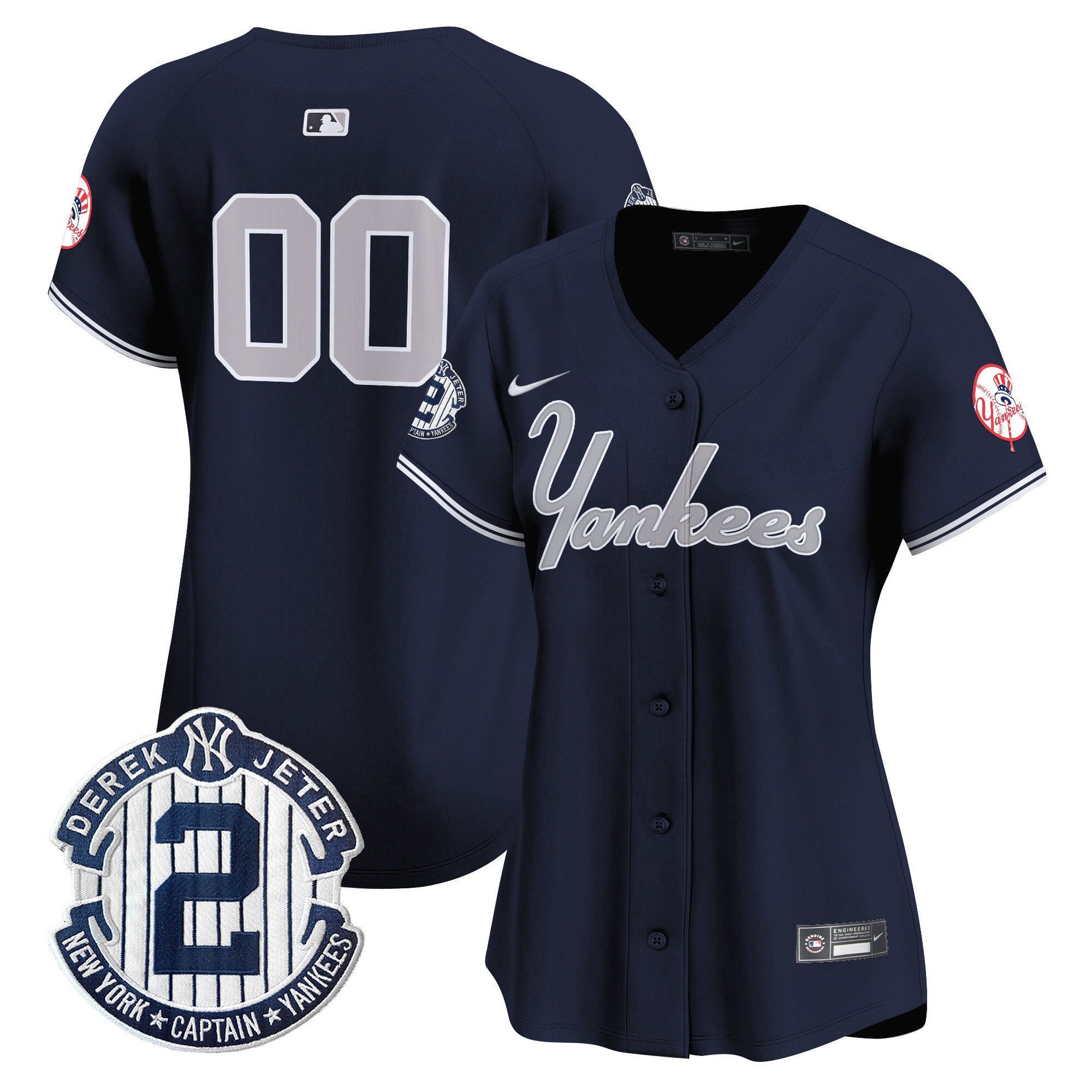 Yankees Throwback Vapor Premier Limited Custom Jersey V2 - All Stitched - Women, Navy
