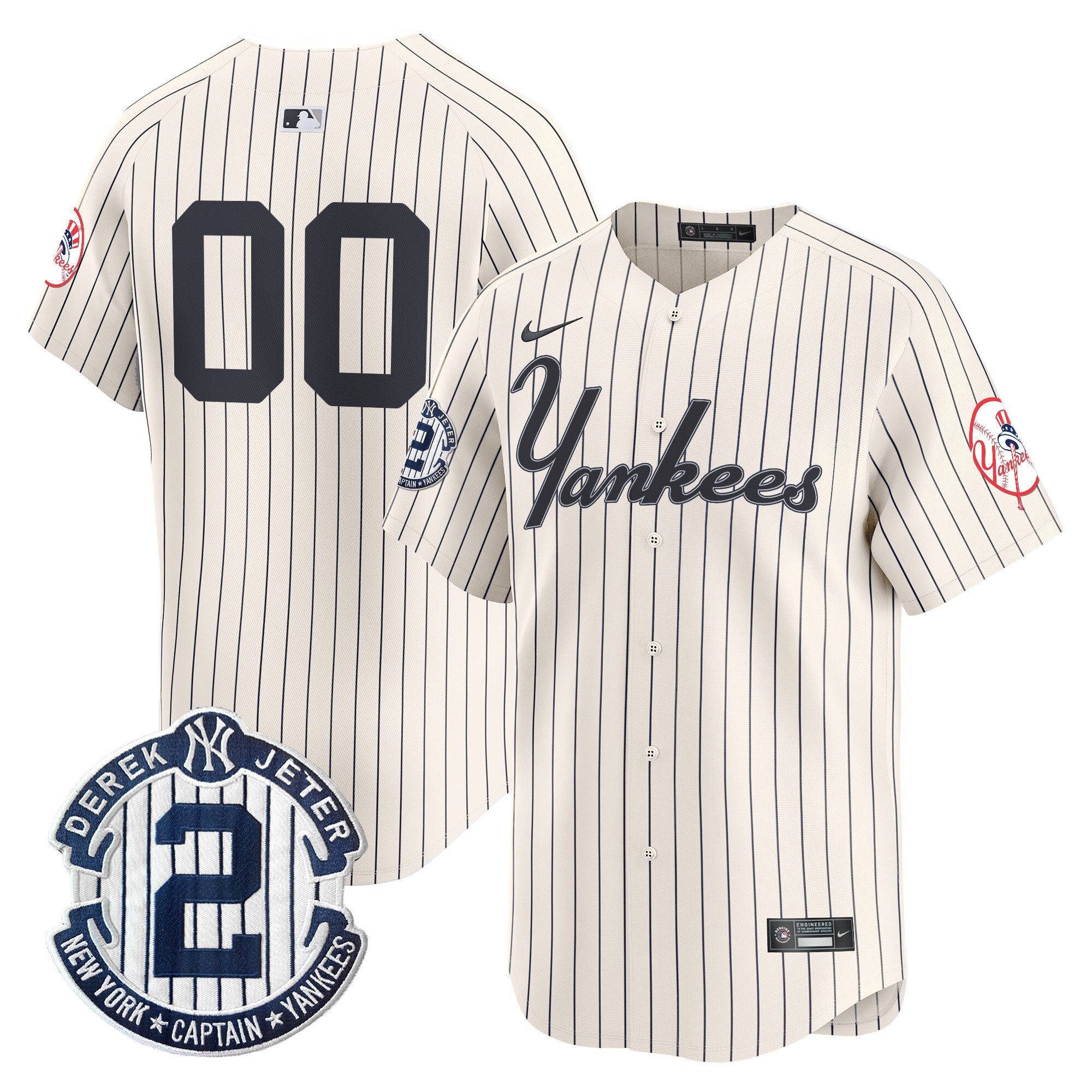 Yankees Throwback Vapor Premier Limited Custom Jersey V2 - All Stitched - Men, Pinstripe Cream