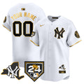 Yankees Vapor Premier Limited Custom Jersey - New York Patch - All Stitched - Men, White Gold