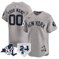 Yankees Vapor Premier Limited Custom Jersey - New York Patch - All Stitched - Men, Gray