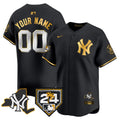 Yankees Vapor Premier Limited Custom Jersey - New York Patch - All Stitched - Men, Black Gold