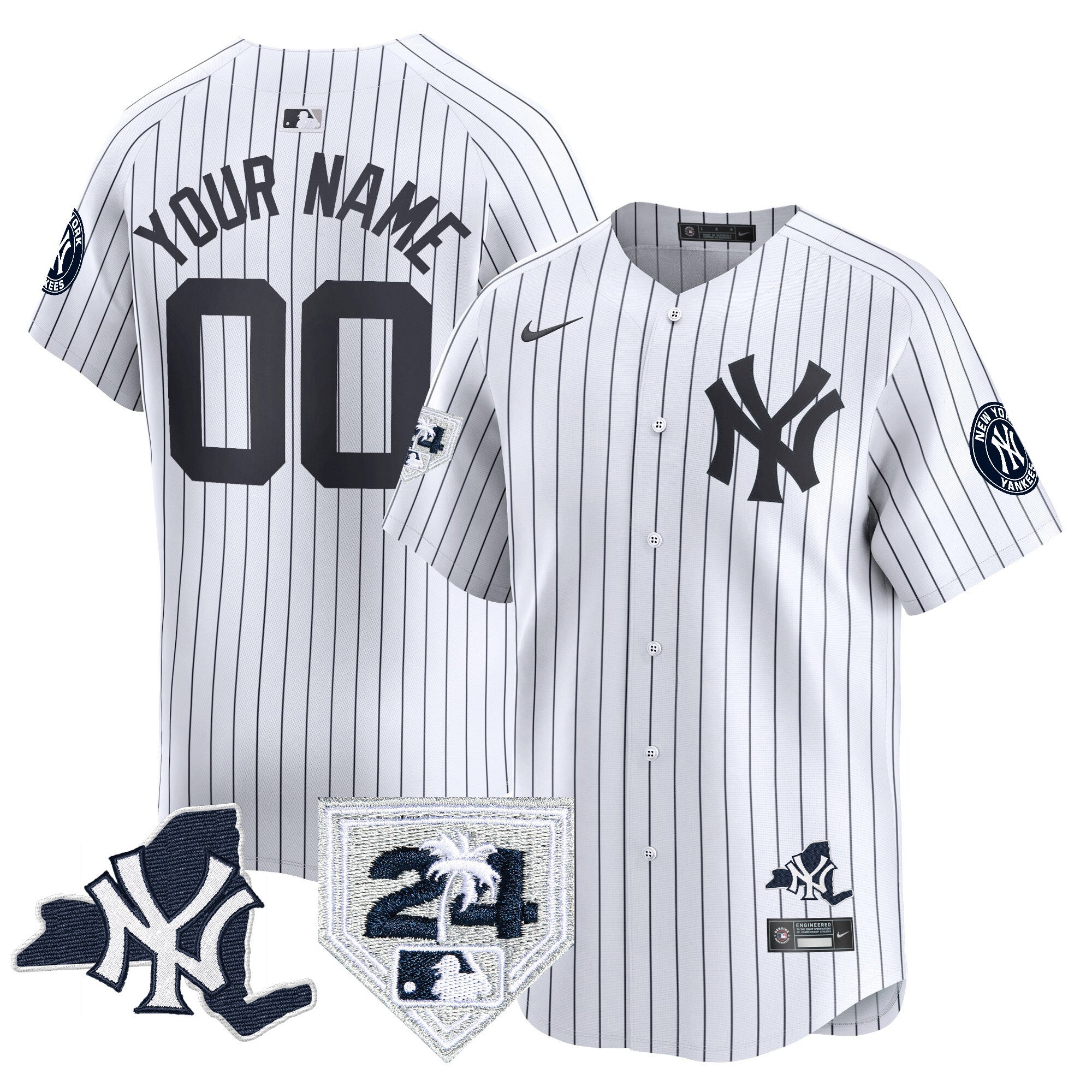Yankees Vapor Premier Limited Custom Jersey - New York Patch - All Stitched - Men, White