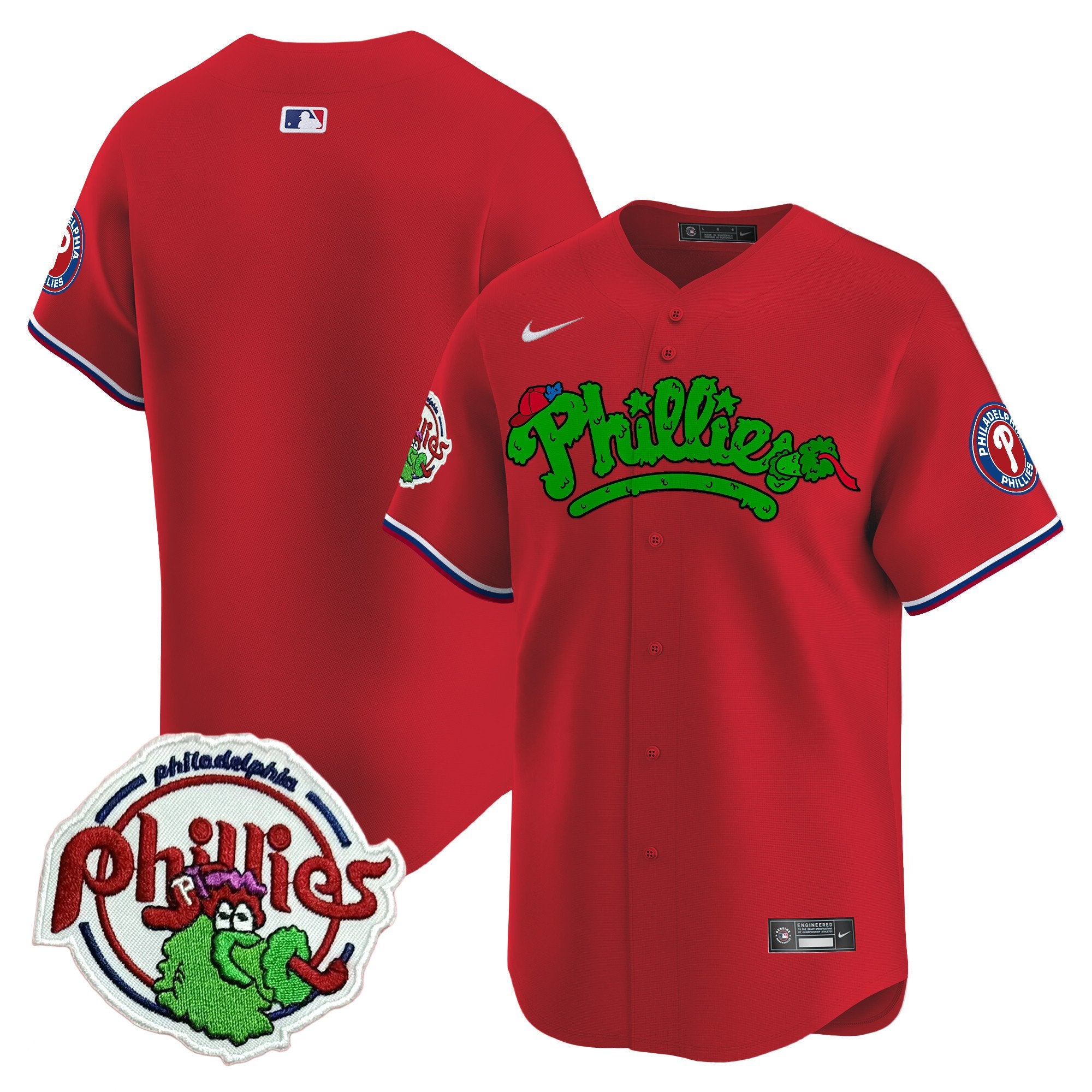 Youth's Phillies Phanatic Patch Vapor Premier Limited Jersey V2 - All Stitched - Red, Team