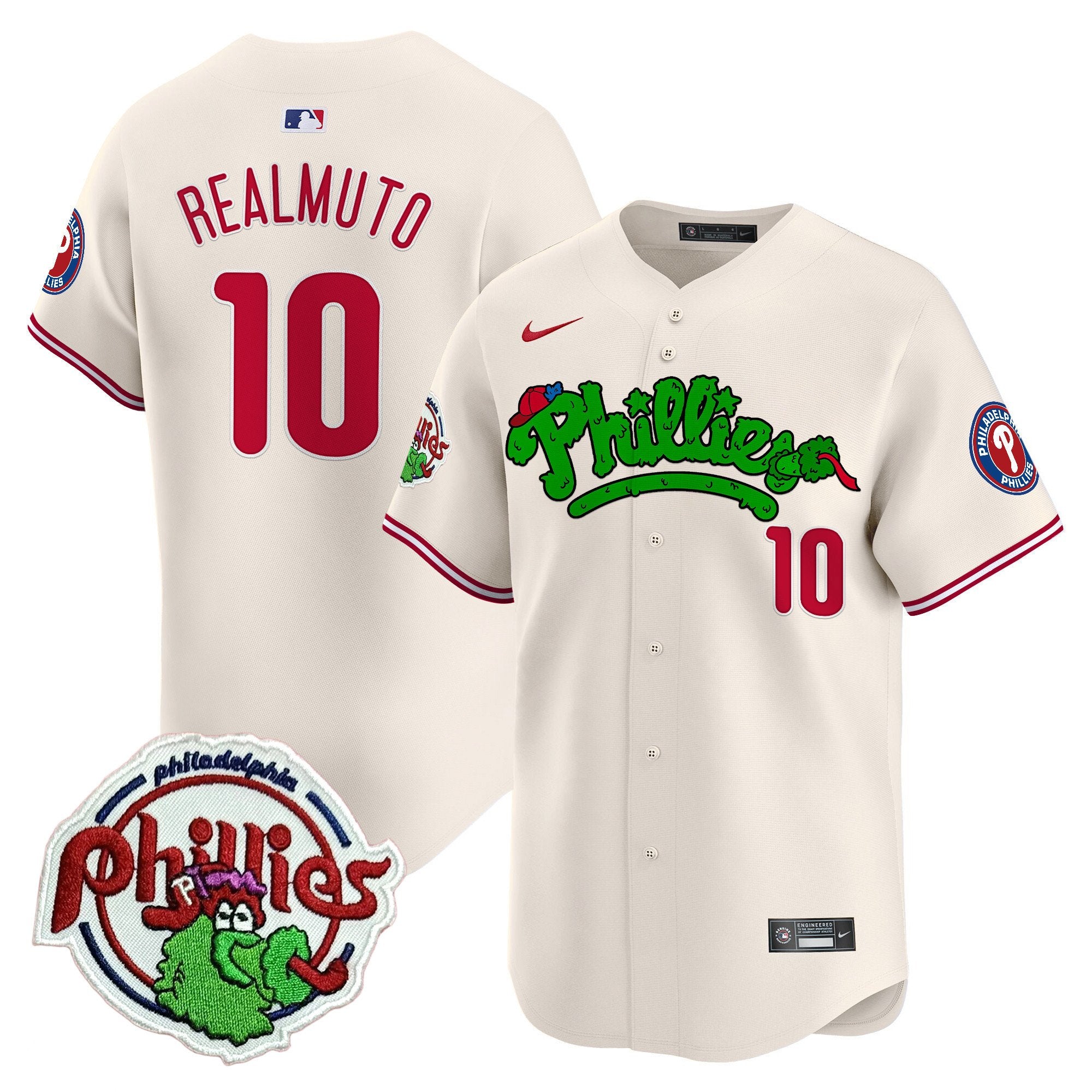 Youth's Phillies Phanatic Patch Vapor Premier Limited Jersey V2 - All Stitched - Cream, J.T.Realmuto