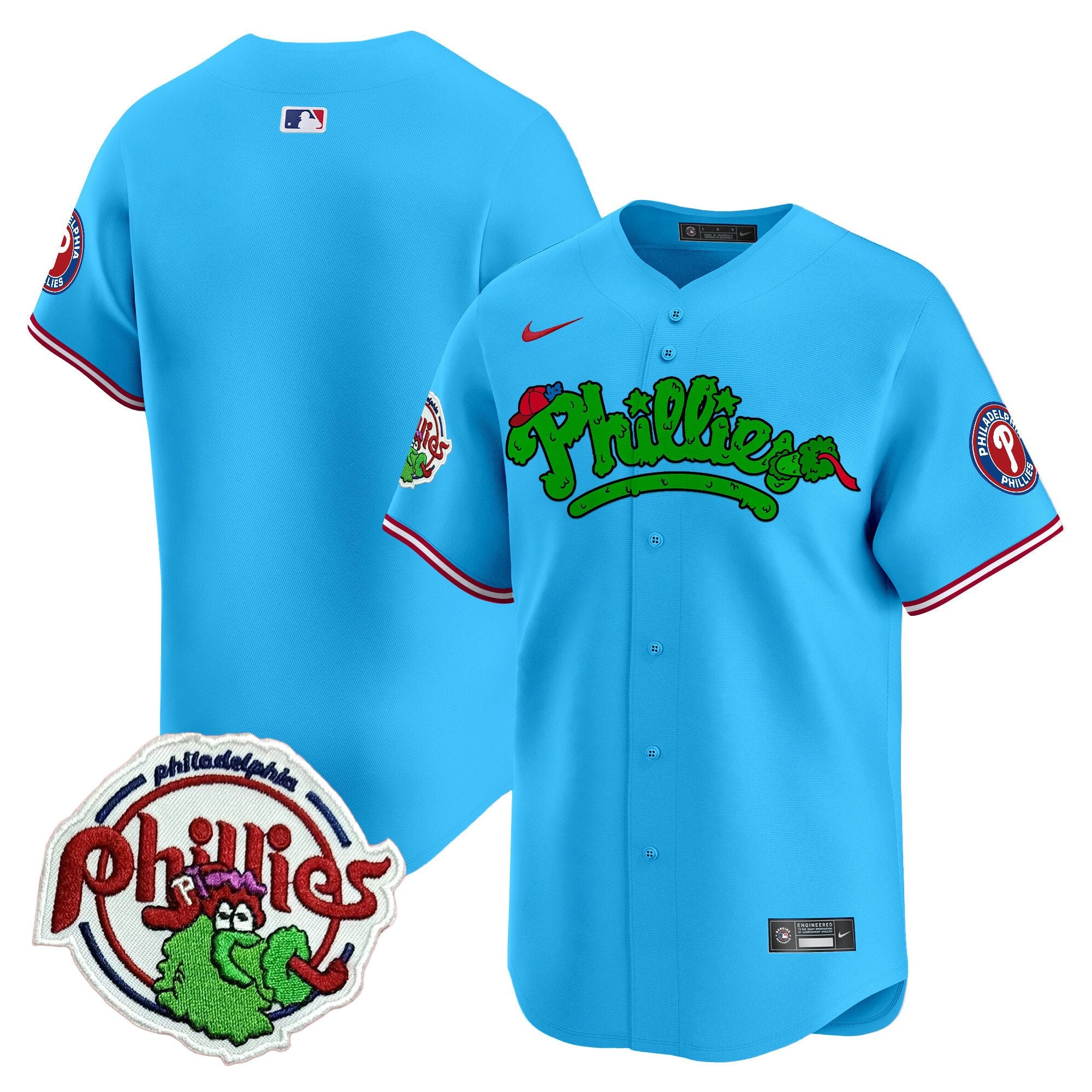 Youth's Phillies Phanatic Patch Vapor Premier Limited Jersey V2 - All Stitched - Light Blue, Team
