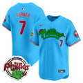 Youth's Phillies Phanatic Patch Vapor Premier Limited Jersey V2 - All Stitched - Light Blue, Trea Turner