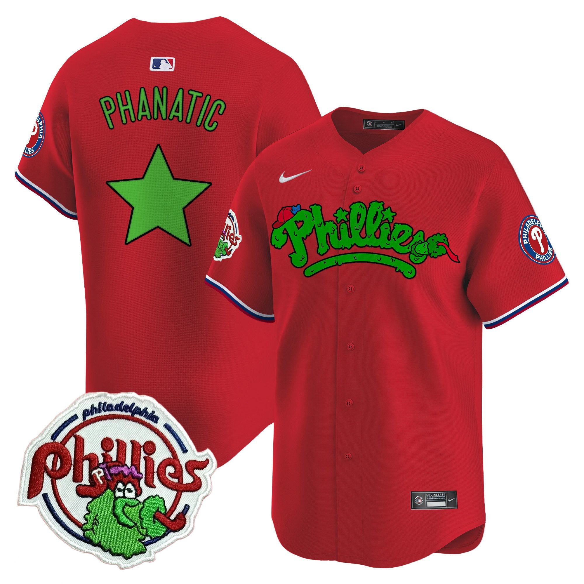 Youth's Phillies Phanatic Patch Vapor Premier Limited Jersey V2 - All Stitched - Red, Phanatic