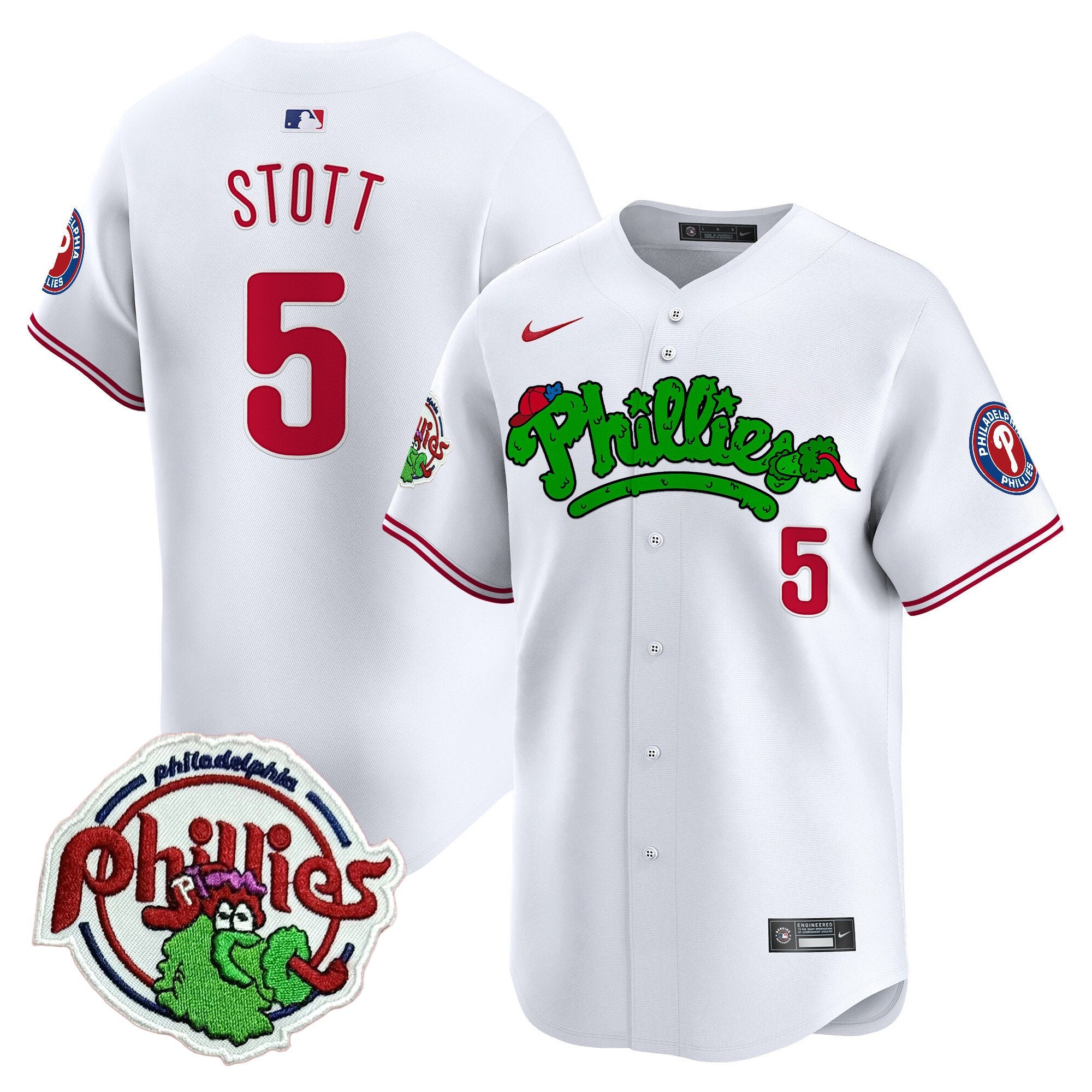 Youth's Phillies Phanatic Patch Vapor Premier Limited Jersey V2 - All Stitched - White, Bryson Stott